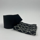DEEP BLACK SELF PRINTED TIE & TARTAN POCKET SQUARE SET